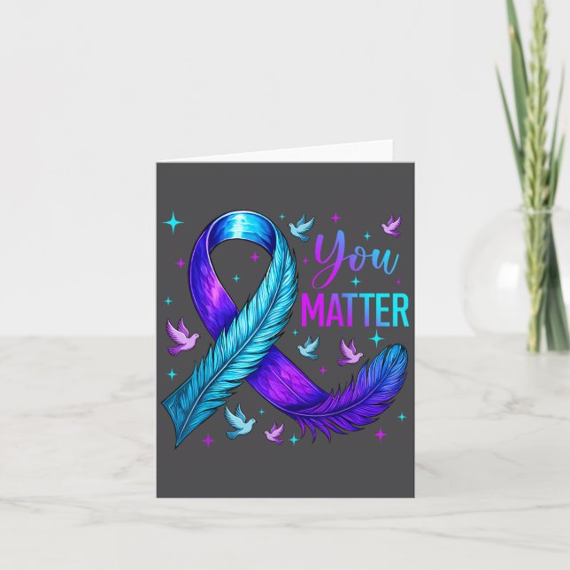 You Ribbon Bird Suicide Prevention Awareness  Karte (Vorderseite)