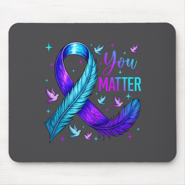 You Ribbon Bird Suicide Prevention Awareness  Mousepad (Vorne)