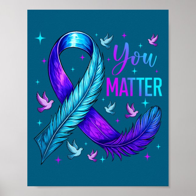You Ribbon Bird Suicide Prevention Awareness  Poster (Vorne)