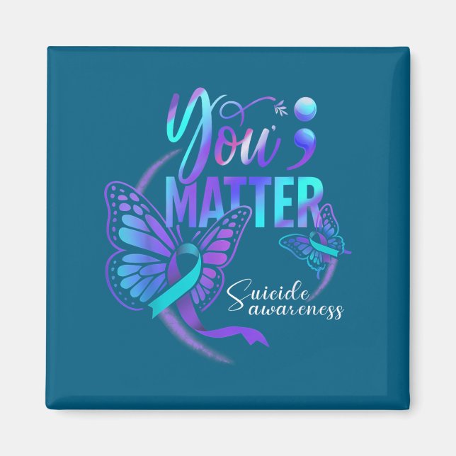 You Ribbon Butterfly Suicide Awareness Women Men  Magnet (Vorne)