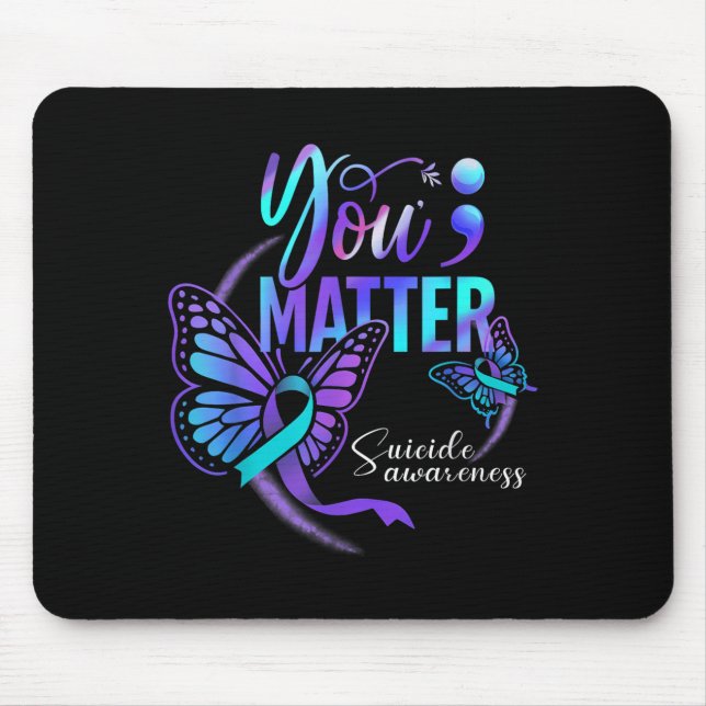You Ribbon Butterfly Suicide Awareness Women Men  Mousepad (Vorne)