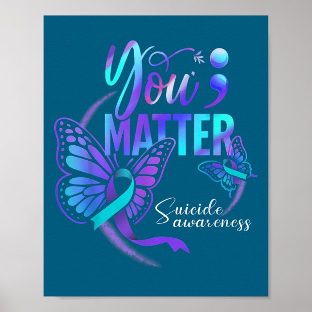 You Ribbon Butterfly Suicide Awareness Women Men  Poster (Vorne)