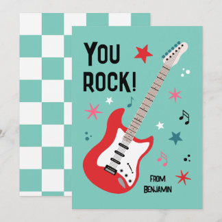 You rock guitar classroom valentine's day card feiertagskarte