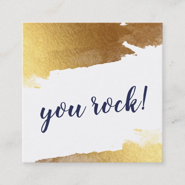 YOU ROCK Moderne Luxe handhabte Skript Gold Marine Quadratische Visitenkarte (Vorderseite)