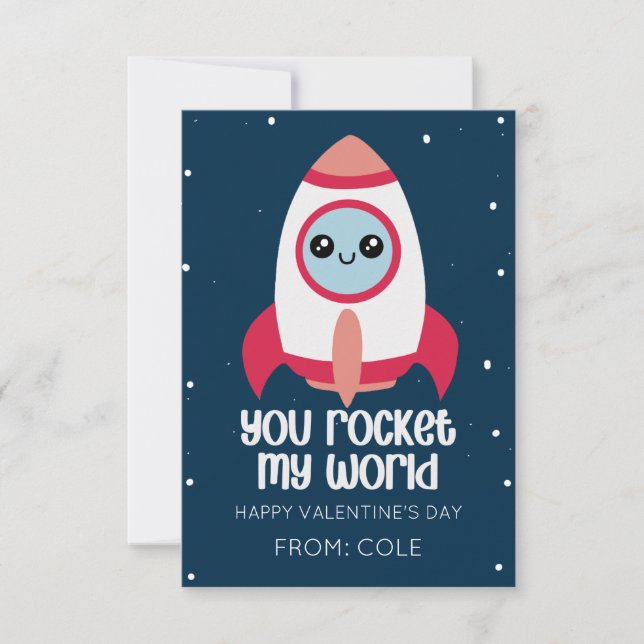 You Rocket My World Kids Valentine’s Day Card Mitteilungskarte (Vorderseite)