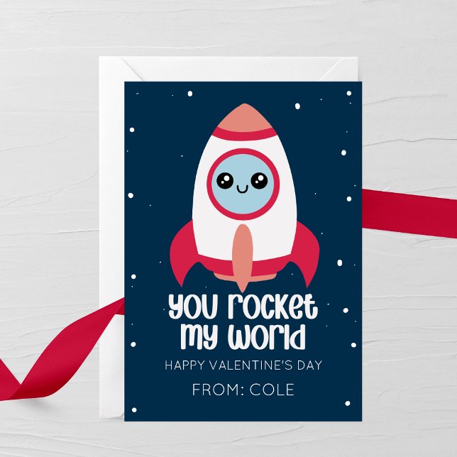 You Rocket My World Kids Valentine’s Day Card Mitteilungskarte (Von Creator hochgeladen)