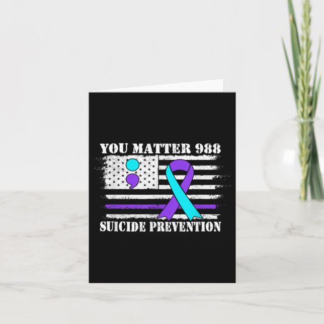 You Semi Colon 988 Suicide Prevention Awareness  Karte (Vorderseite)