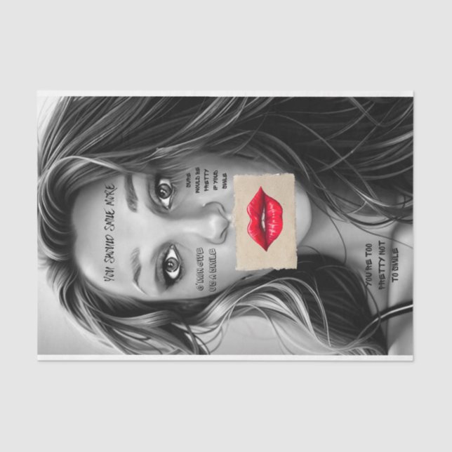 You Should Smile More Decoupage Paper Red Lips Seidenpapier (Vorderseite)