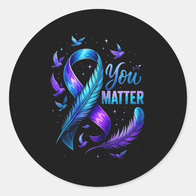 You Suicide Awareness Ribbon Butterfly For Women M Runder Aufkleber (Vorderseite)