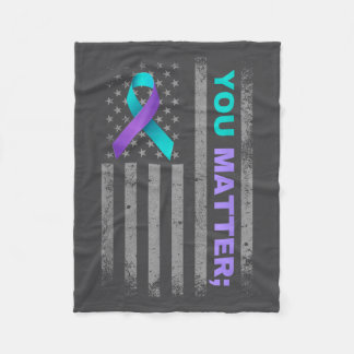 You Suicide Prevention Awareness American Flag Rib Fleecedecke