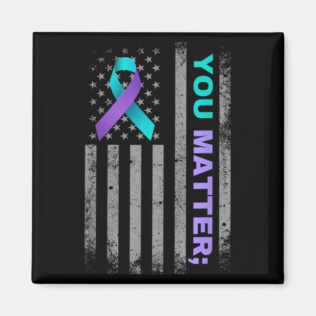 You Suicide Prevention Awareness American Flag Rib Magnet (Vorne)