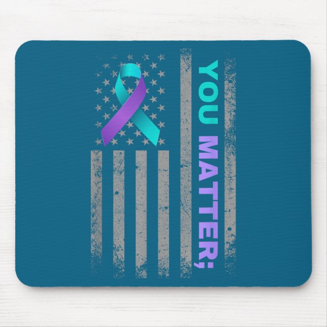 You Suicide Prevention Awareness American Flag Rib Mousepad (Vorne)