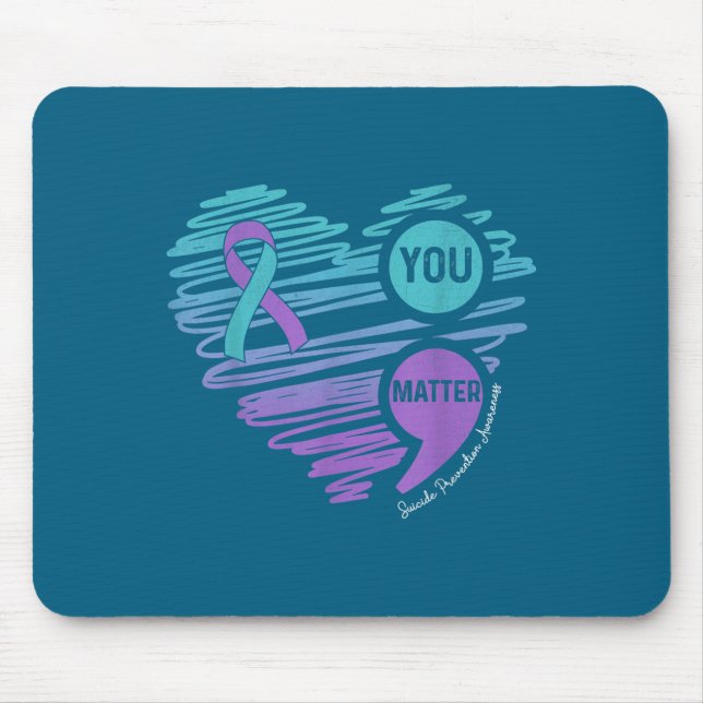 You Suicide Prevention Awareness Semicolon Suprt  Mousepad (Vorne)