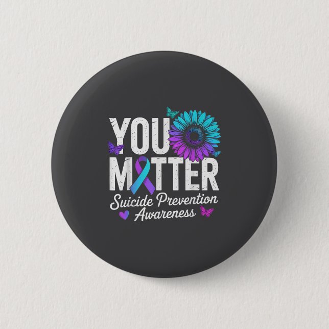 You Suicide Prevention Awareness Teal &amp; Purple Button (Vorderseite)