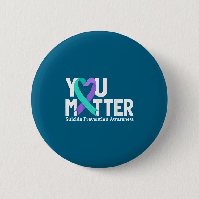 You Suicide Prevention Awareness Teal &amp; Purple Button (Vorderseite)