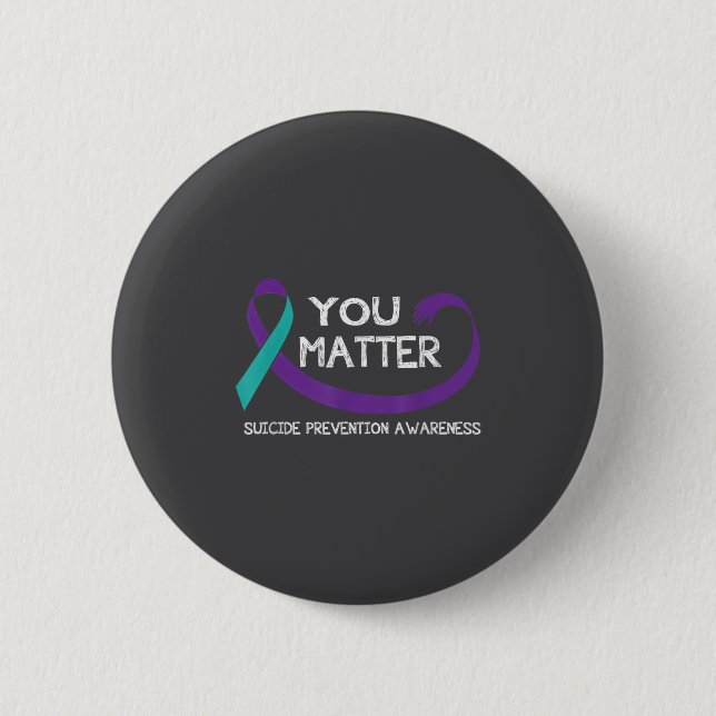 You Suicide Prevention Awareness Teal Purple Hand  Button (Vorderseite)