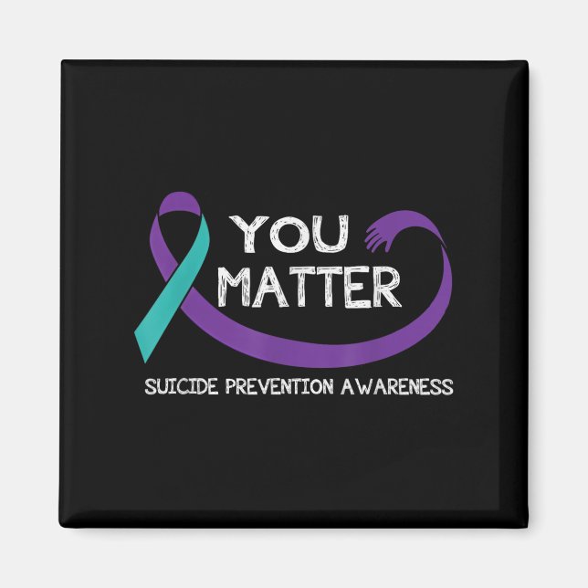 You Suicide Prevention Awareness Teal Purple Hand  Magnet (Vorne)