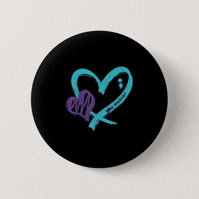 You Suicide Prevention Awareness Teal Purple Heart Button (Vorderseite)