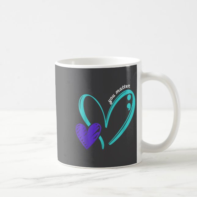 You Suicide Prevention Awareness Teal Purple Heart Kaffeetasse (Rechts)