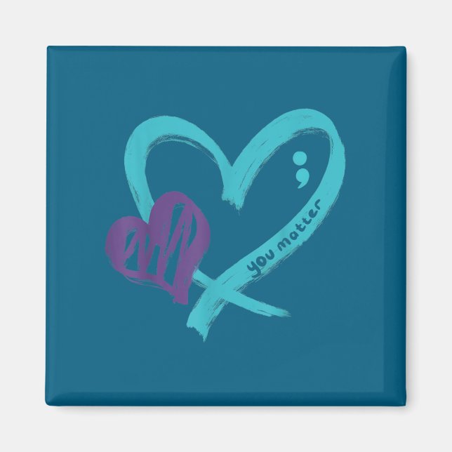 You Suicide Prevention Awareness Teal Purple Heart Magnet (Vorne)