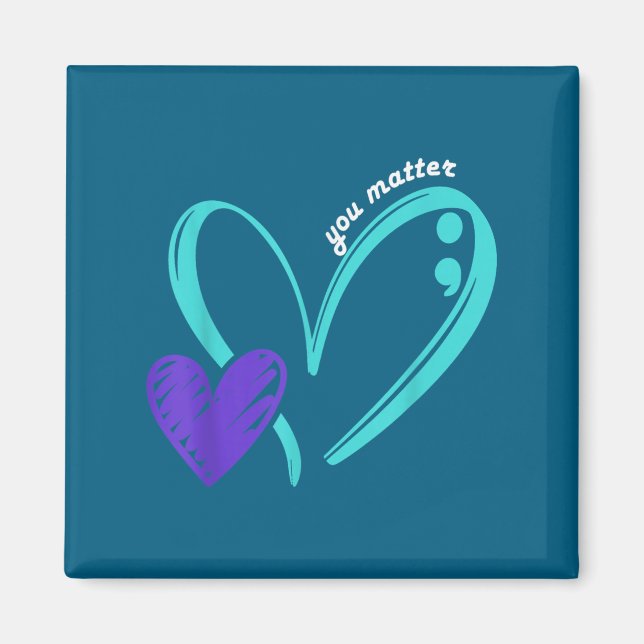 You Suicide Prevention Awareness Teal Purple Heart Magnet (Vorne)