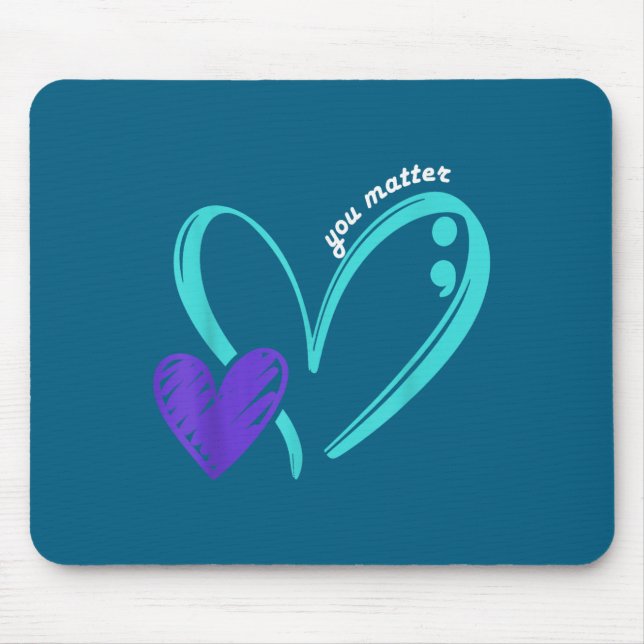 You Suicide Prevention Awareness Teal Purple Heart Mousepad (Vorne)