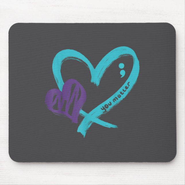 You Suicide Prevention Awareness Teal Purple Heart Mousepad (Vorne)