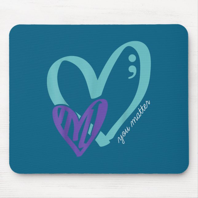 You Suicide Prevention Awareness Teal Purple Heart Mousepad (Vorne)