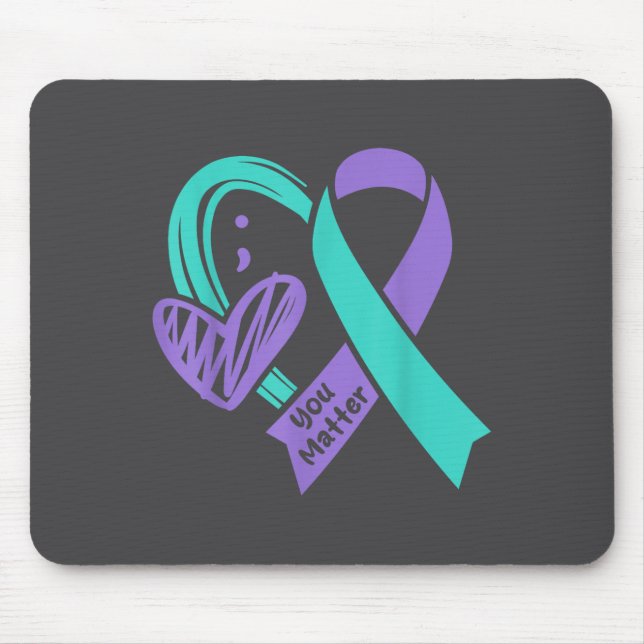 You Suicide Prevention Awareness Teal Purple Heart Mousepad (Vorne)