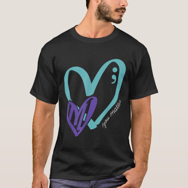 You Suicide Prevention Awareness Teal Purple Heart T-Shirt (Vorderseite)