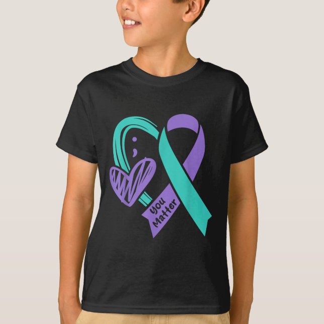 You Suicide Prevention Awareness Teal Purple Heart T-Shirt (Vorderseite)