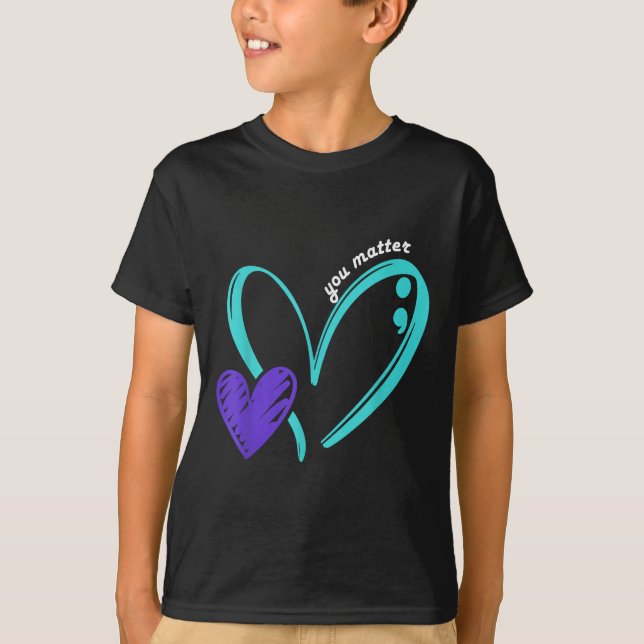 You Suicide Prevention Awareness Teal Purple Heart T-Shirt (Vorderseite)