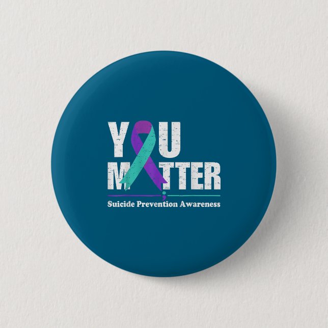 You Suicide Prevention Awareness Teal Purple Ribbo Button (Vorderseite)