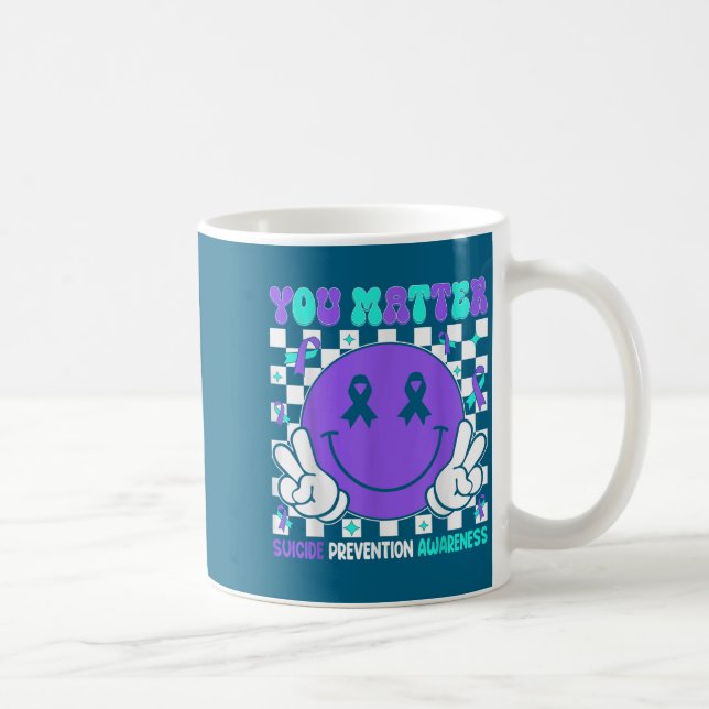 You Suicide Prevention Awareness Teal Purple Ribbo Kaffeetasse (Rechts)