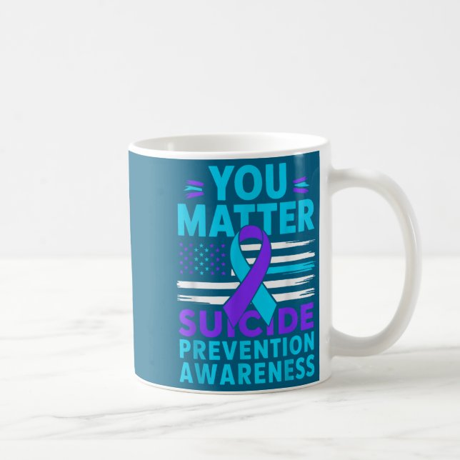 You Suicide Prevention Awareness Teal Purple Ribbo Kaffeetasse (Rechts)