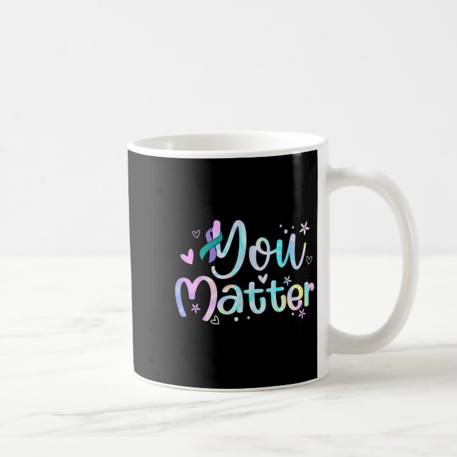 You Suicide Prevention Awareness Teal Purple Ribbo Kaffeetasse (Rechts)