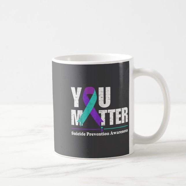 You Suicide Prevention Awareness Teal Purple Ribbo Kaffeetasse (Rechts)