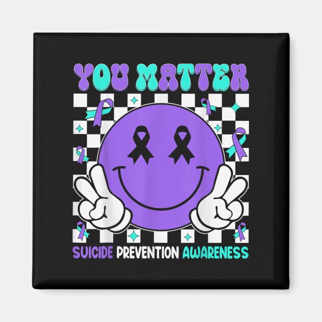 You Suicide Prevention Awareness Teal Purple Ribbo Magnet (Vorne)