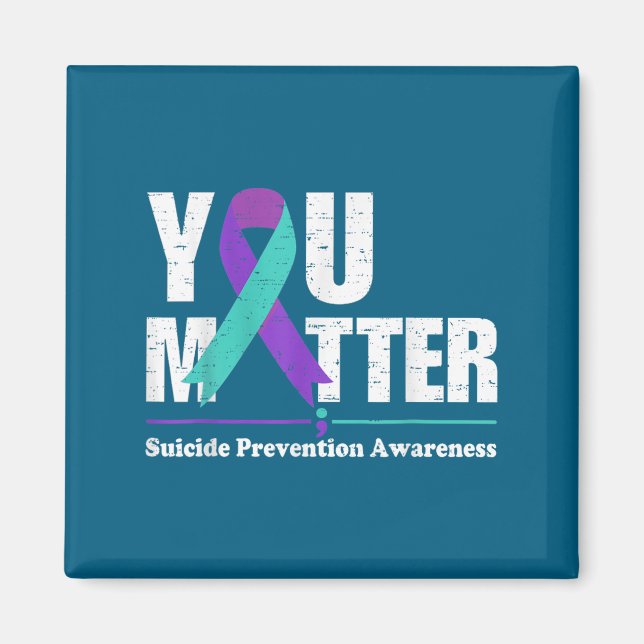 You Suicide Prevention Awareness Teal Purple Ribbo Magnet (Vorne)