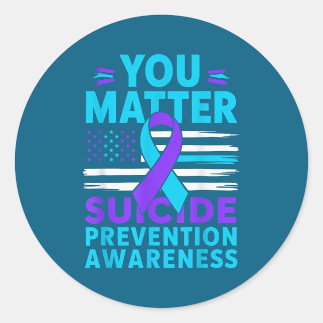 You Suicide Prevention Awareness Teal Purple Ribbo Runder Aufkleber (Vorderseite)