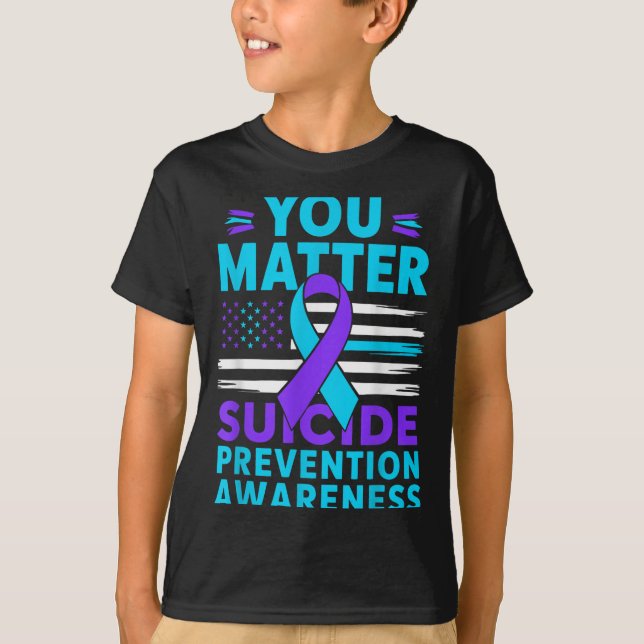You Suicide Prevention Awareness Teal Purple Ribbo T-Shirt (Vorderseite)