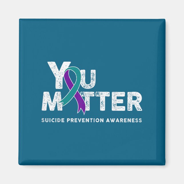 You Suicide Prevention Month Gift Teal Purple Ribb Magnet (Vorne)