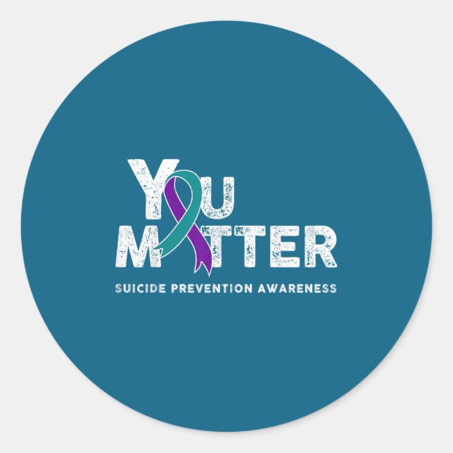 You Suicide Prevention Month Gift Teal Purple Ribb Runder Aufkleber (Vorderseite)