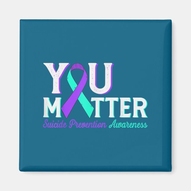 You Suicide Prevention Teal &amp; Purple Awareness Magnet (Vorne)