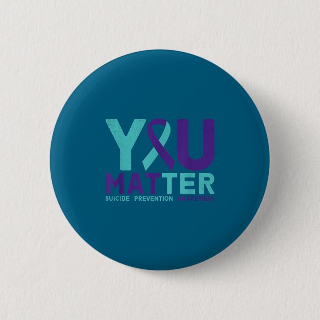 You - Suicide Prevention Teal Purple Awareness Rib Button (Vorderseite)