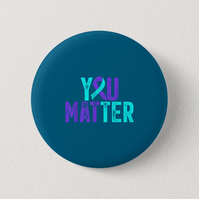 You - Suicide Prevention Teal Purple Awareness Rib Button (Vorderseite)
