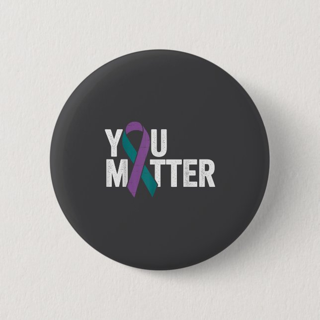 You - Suicide Prevention Teal Purple Awareness Rib Button (Vorderseite)
