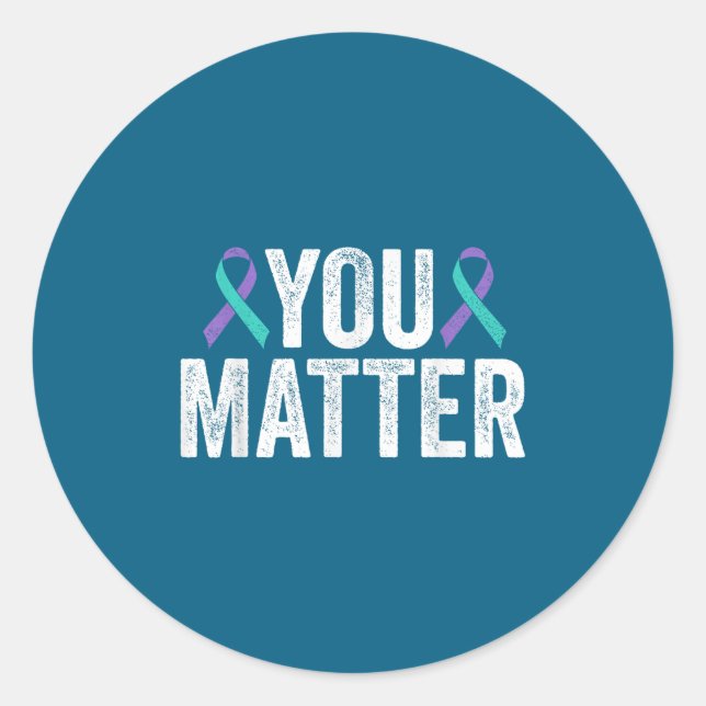 You - Suicide Prevention Teal Purple Awareness Rib Runder Aufkleber (Vorderseite)