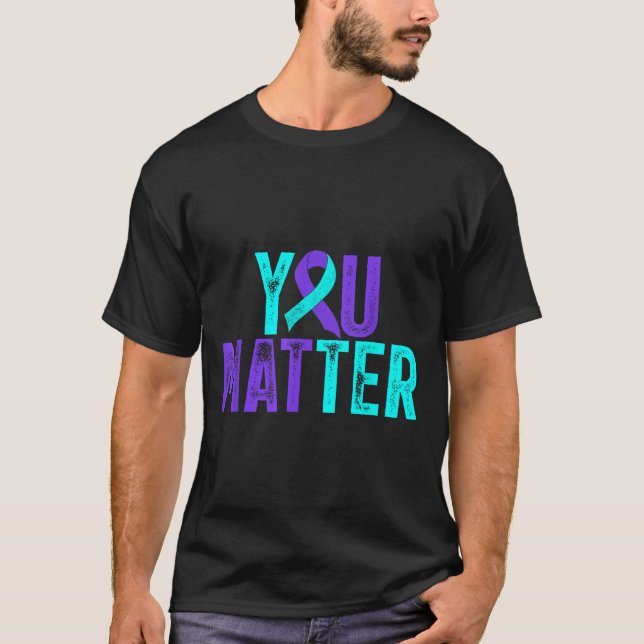 You - Suicide Prevention Teal Purple Awareness Rib T-Shirt (Vorderseite)
