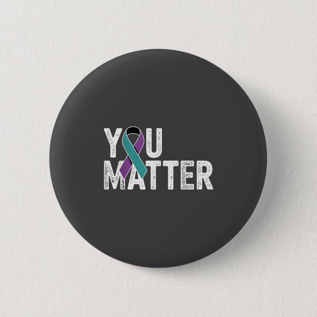 You Suicide Prevention Teal Purple Awareness Ribbo Button (Vorderseite)